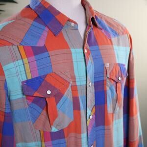 Salt Valley Western Shirt Men XL Plaid Pearl Snaps Brushed Cotton Perfect !